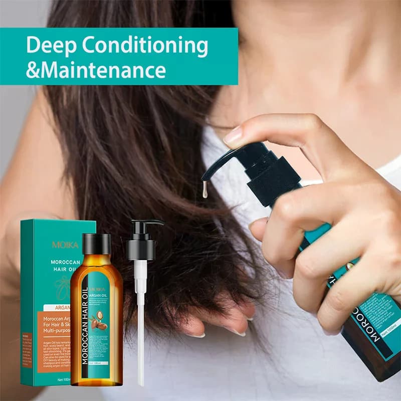 Huile capillaire marocaine MOIKA pour cheveux secs et abîmés, hommes et femmes, soin du cuir chevelu plus sain, soin doux et léger pour cheveux abîmés