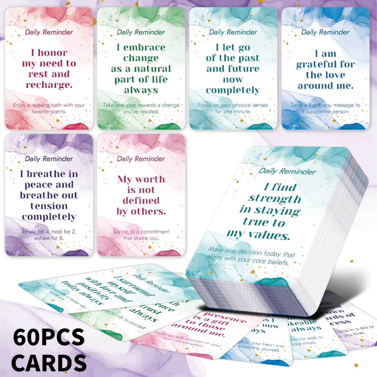 Cartes d'encouragement vierges pour l'écriture, cartes d'affirmation positive pour la croissance personnelle d'amour personnel, cadeau pour ami, famille, 60 pièces