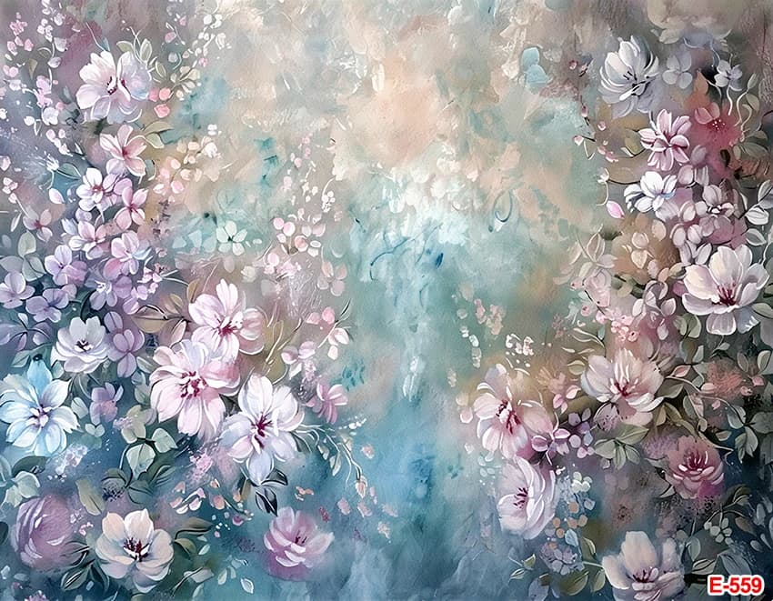 Peinture à l'huile fleurs décors abstrait Floral nouveau-né femme enceinte Portrait bébé douche fond Art Photo photographie