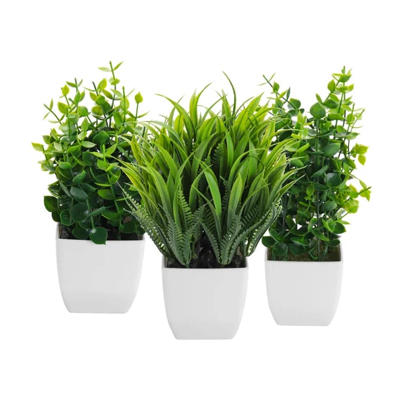 Emption! Paquet de 3 fausses plantes en Pots plante d'eucalyptus artificielle Mini