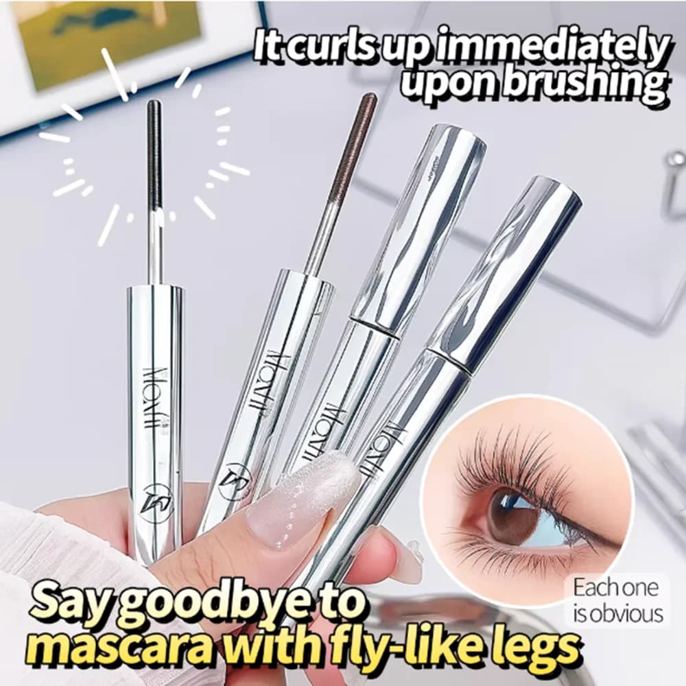 Mascara longue tenue qui boucle les cils, résistant à l'eau et à la transpiration, sépare chaque cils, épaissit et donne du volume, mascara en tube en acier.
