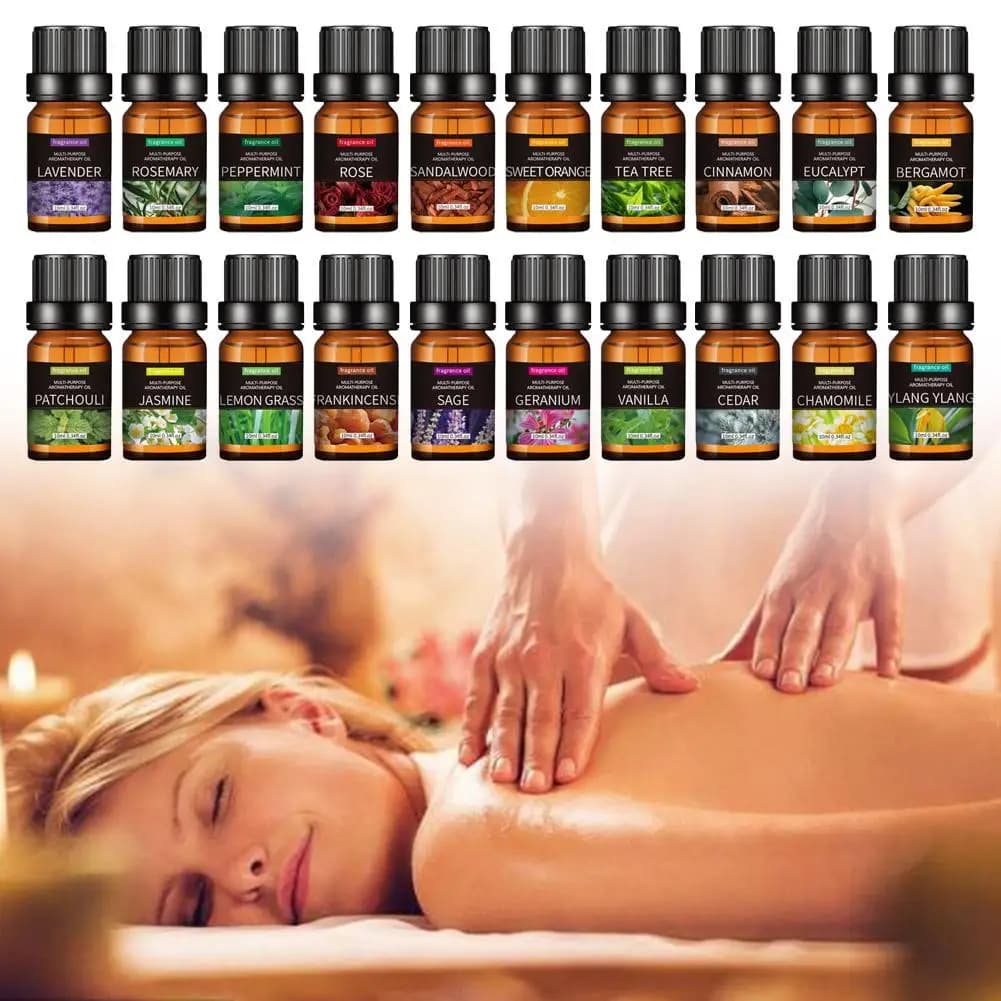 Huiles essentielles pour diffuseur d'arôme, humidificateur d'air, lavande, Rose, Eucalyptus, bois de santal, aromathérapie rafraîchissante, 20 saveurs, 10ml