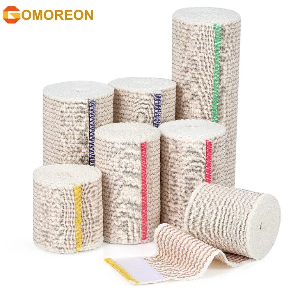1 rouleau de bandage élastique de qualité supérieure, enveloppe de bandage de compression sans latex de coton avec fermeture automatique, support et premiers secours pour le sport
