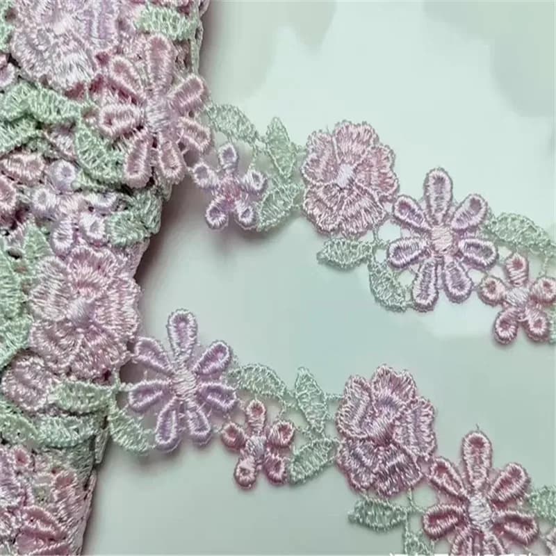 15 Yards de dentelle Venise brillante de 2,7 cm de large, motifs floraux marron, bleu, rose, pour accessoires vestimentaires variés, tels que vêtements, soutiens-gorge et sous-vêtements.