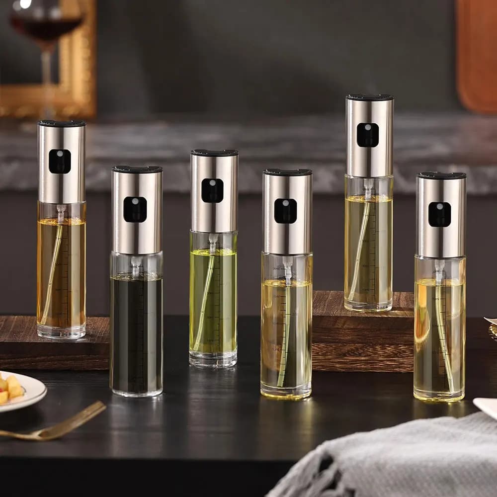 Bouteille distributeur d'huile d'olive en verre, 100ml, vaporisateur, pour salade, barbecue, cuisson, rôtissage, accessoires de cuisine