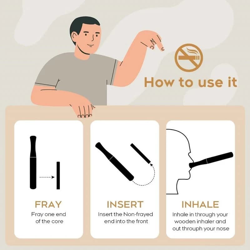 Inhalateur d'aromathérapie pour huiles essentielles, bâton d'inhalateur pour arrêter de fumer, diffuseur personnel en bois pour huiles essentielles avec tiges de fibres