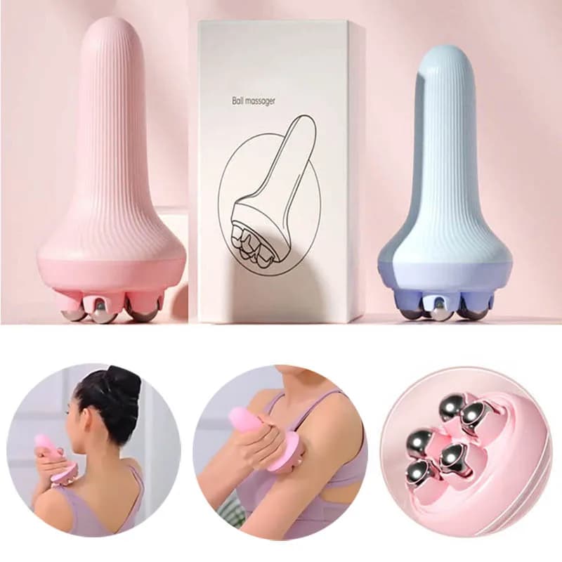 Boule de Massage portative avec boules à roulettes, rouleau manuel à 360 degrés pour les muscles du dos, du cou, des épaules, des jambes, outil de Massage relaxant musculaire