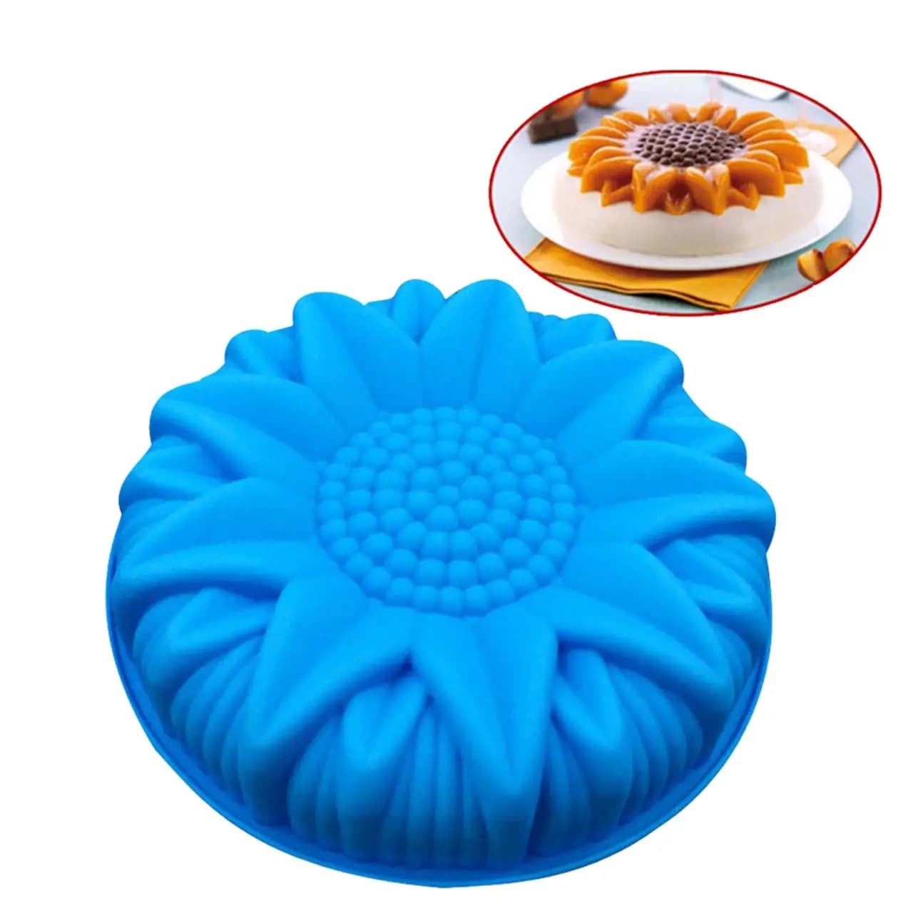 Moule à gâteau d'anniversaire tournesol de 9.8 pouces, moules de cuisson en Silicone, ustensiles de cuisson de gâteaux de fête pour votre dessert d'anniversaire, gâteau, pain, tarte
