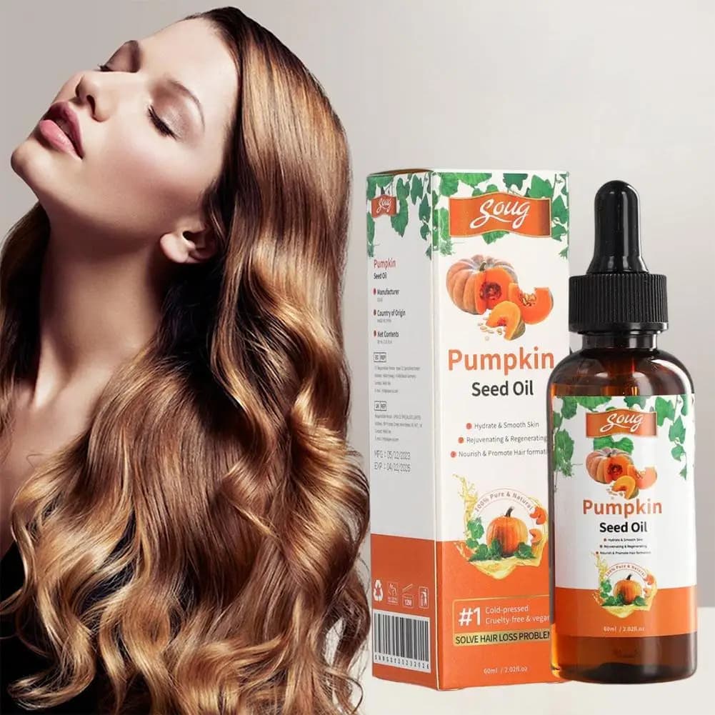 Huile de graines de citrouille améliorée, soin nourrissant, réparation sèche, santé des cheveux endommagés, Massage du cuir chevelu, soins capillaires craquelés, 60ml