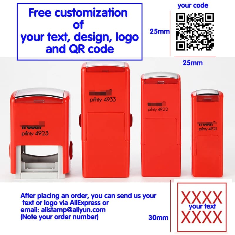 Logo personnalisé QR Code Carré Rectangle Auto-encreur Tampon