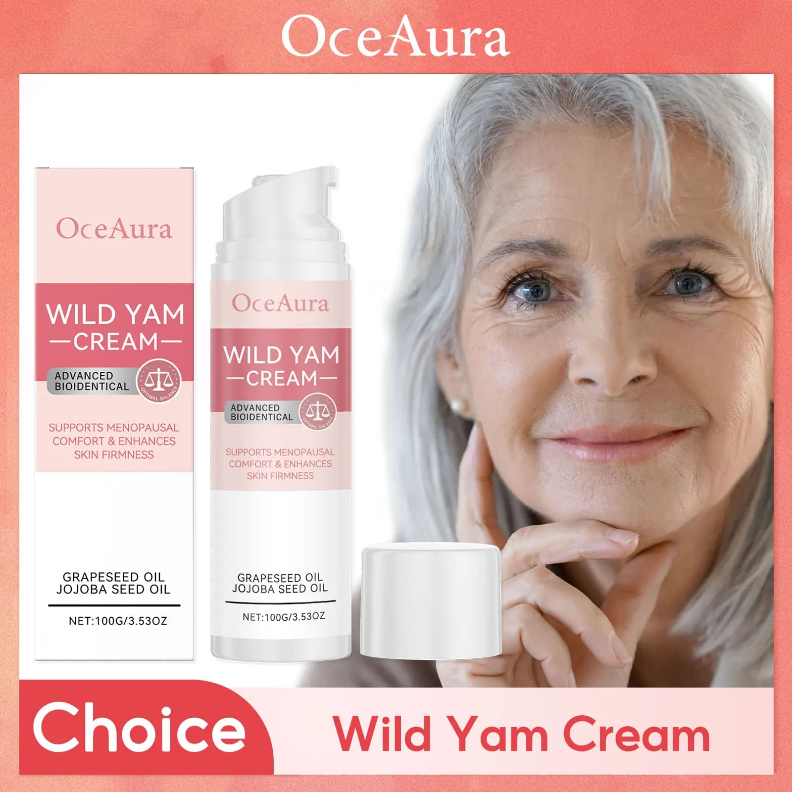 Crème Yam sauvage pour l'équilibre des hormones, apaisante pour la ménopause, réduit les flashs chauds, soutien de l'équilibre du corps des femmes, crème de soulagement du progesterone