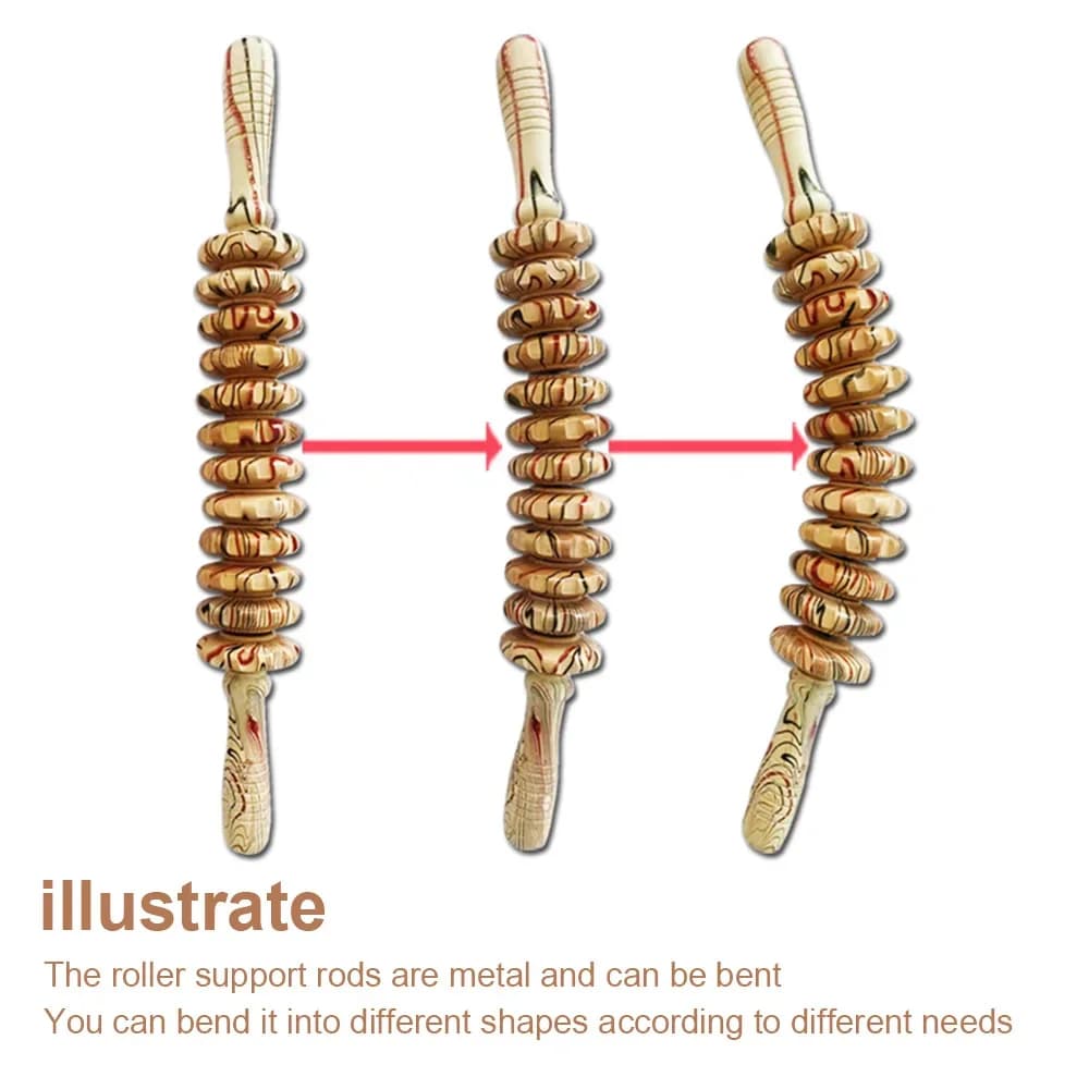 Bâton de Massage à rouleau en bois, outil d'engrenage portatif, outil de roulement à 12 roues, Point de déclenchement à rouleau pliable en bois naturel pur