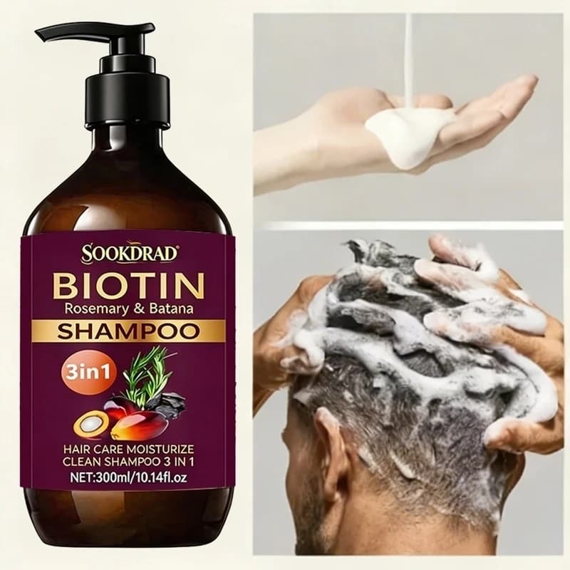 Shampoo 3-en-1 à la biotine avec romarin et batana