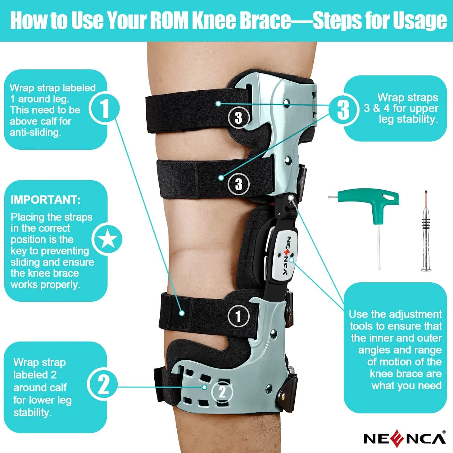NEENCA OA Unloader genouillère soutien pour la douleur de l'arthrite arthrose défaut de Cartilage réparation nécrose avasculaire