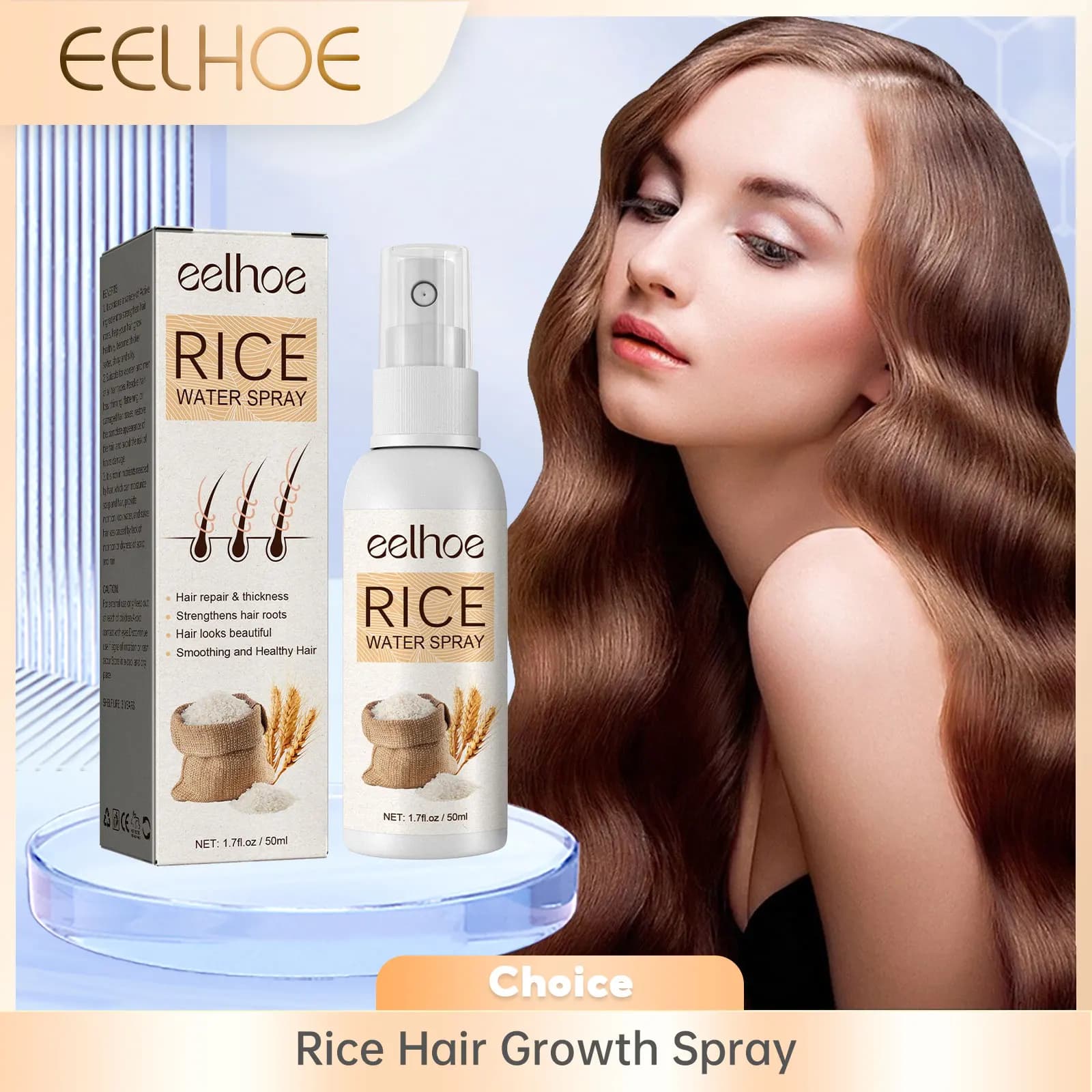 EELHOE – Spray d'eau de riz pour la croissance des cheveux