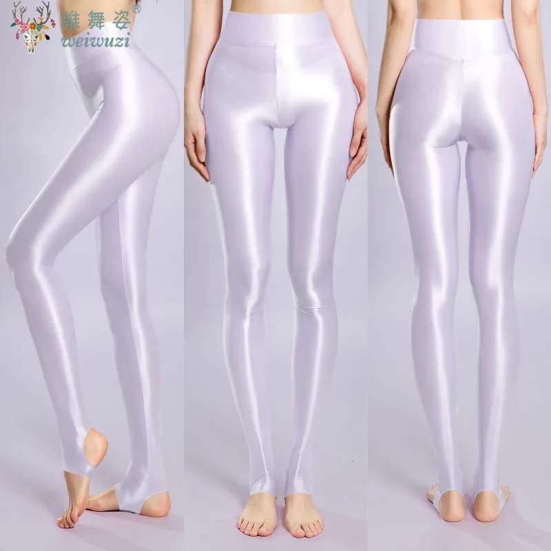 Leggings et collants pour femmes, effet wetlook, brillants et lisses, avec taille élastique, pour le sport, le yoga et le fitness, amincissants