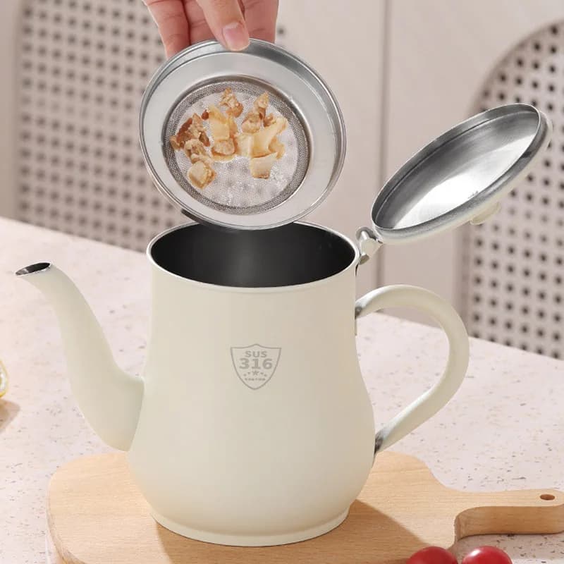 Pot à huile en acier inoxydable avec filtre, stockage d'huile de cuisson, bouteille distributrice d'huile domestique de grande capacité pour la cuisine et la maison