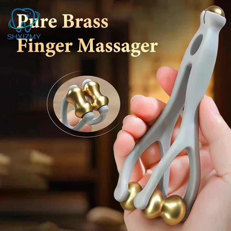 Massage des doigts rouleau à double rangée conception de rouleau en laiton utilisation facile soulager la Fatigue des doigts favoriser le sang outil de Massage des doigts Portable