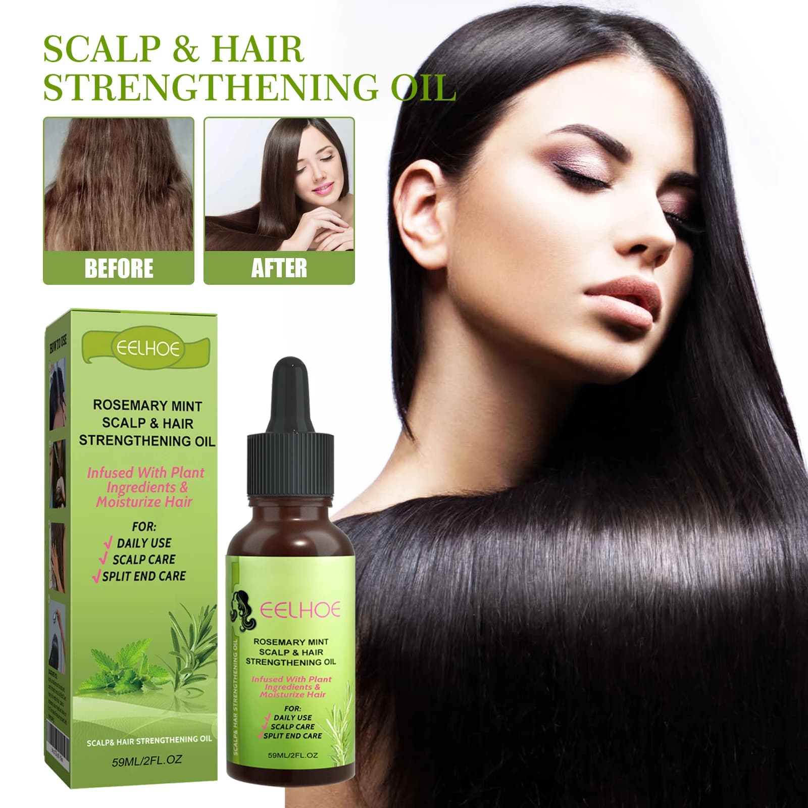 Huile fortifiante pour cuir chevelu et cheveux, réparation efficace du cuir chevelu abîmé, réduction des pellicules, contrôle du sébum, huile essentielle hydratante pour cheveux