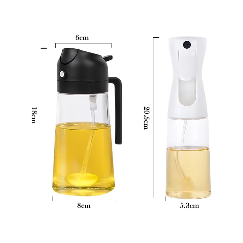 Bouteille de pulvérisation d'huile d'olive 2 en 1, pulvérisateur d'huile en plastique de 500ml, conteneurs d'huile de cuisine, distributeur d'huile d'olive pour Camping barbecue cuisson