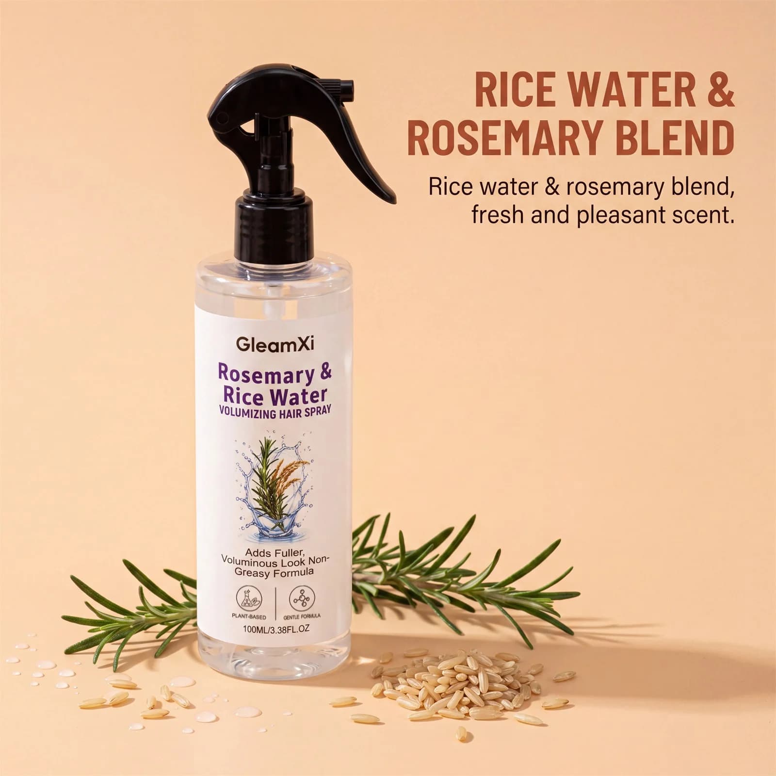 Spray capillaire à la rose et à l'eau de riz