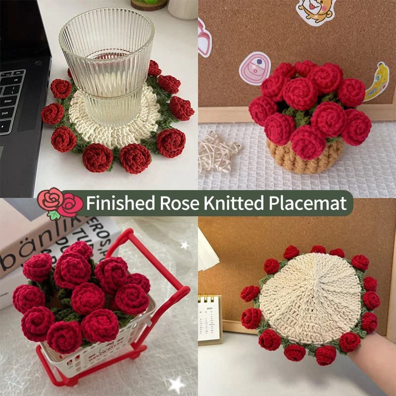 Sous-verres en Crochet de roses avec Pot de plantes