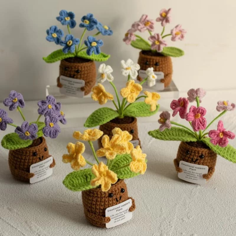 Jolie fleur au Crochet en pot, mots d'encouragement, ne me oubliez pas, crochet orange convolia, ornement de réchauffement de cœur