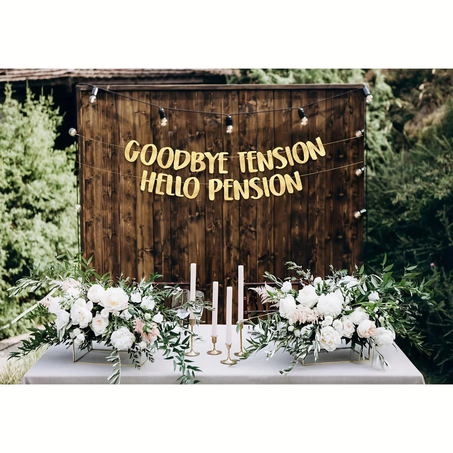 Au revoir Tension Hello Pension Gold Glitter Banner-Fournitures de fête de retraite, décorations de fête de retraite, cadeaux et décorations
