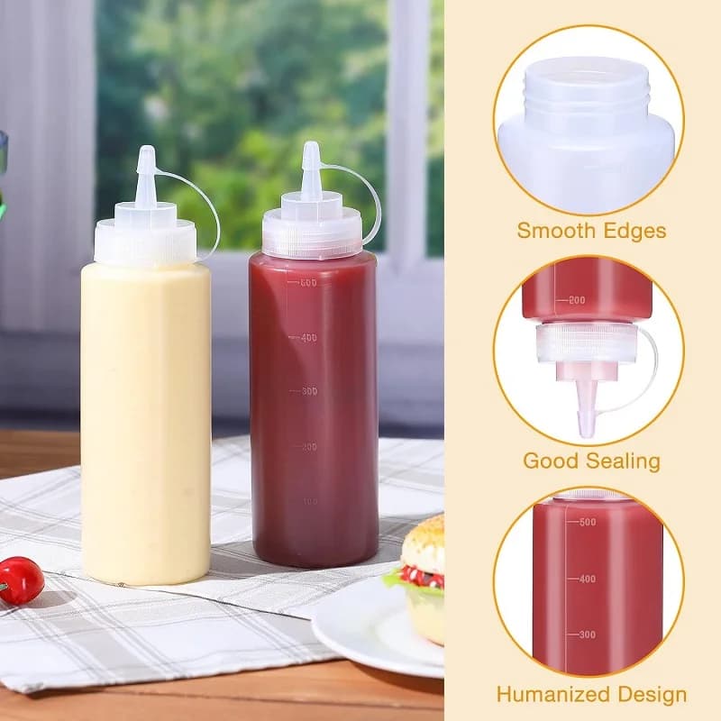 Bouteille à presser pour dressage de salade, confiture de sauce tomate, bouteille d'assaisonnement d'huile à presser, bouteille de sauce à presser en plastique, outils de cuisine 1 pièce