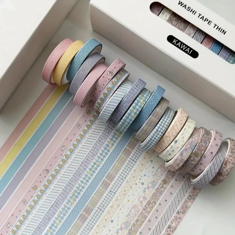 Lot de 20 rouleaux de ruban Washi vintage pour scrapbooking, journal créatif, papeterie, bandes adhésives décoratives, fournitures artistiques, autocollants cadeaux