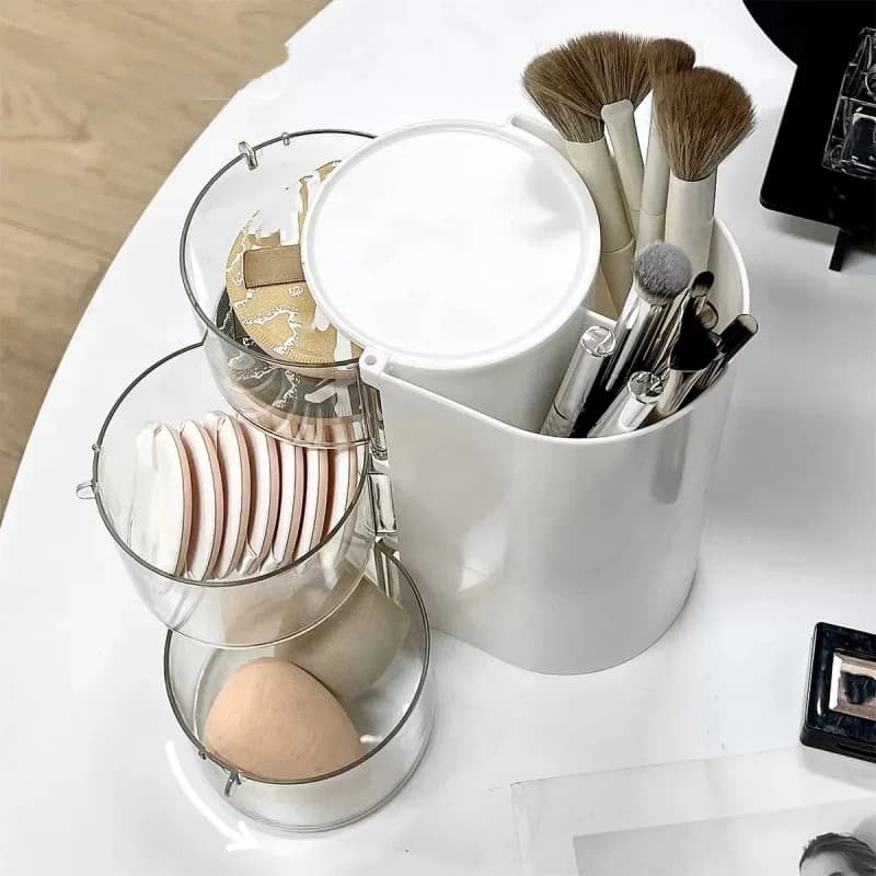 Boîte de rangement pour bouffées de beauté, éponge de maquillage, tampon en coton, boîte à poudre compacte pour coussin, boîte de rangement pour crayons à sourcils et pinceaux, 1 pièce