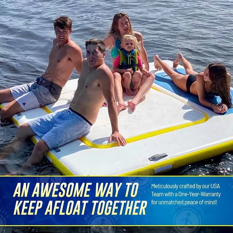 Deck Lounge Plate-forme de natation flottante 3 en 1