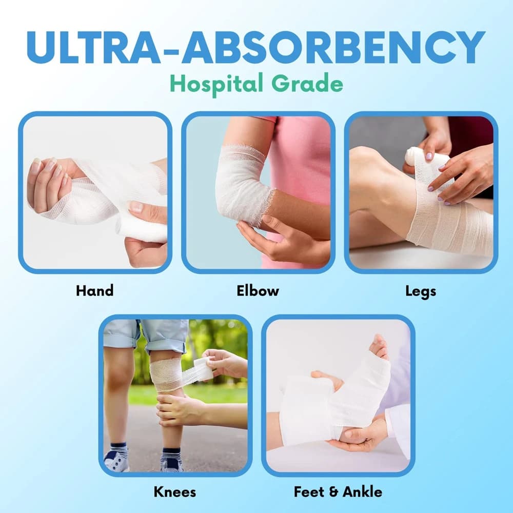 10 rouleaux de ruban de gaze, enveloppe de gaze, fournitures de premiers secours, bandage de gaze Flexible et respirant, enveloppement de bandage pour pansement