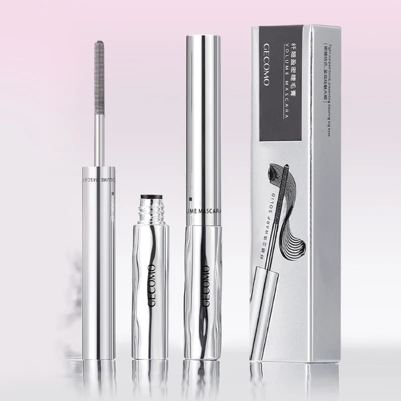 Mascara longue tenue qui boucle les cils, résistant à l'eau et à la transpiration, sépare chaque cils, épaissit et donne du volume, mascara en tube en acier.