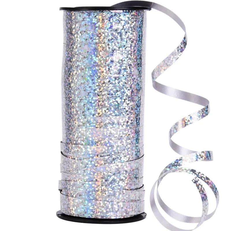 Ruban frisé argenté et doré en rouleau, rubans dorés pour ballons, pour la décoration de fêtes et festivals, artisanat, emballage cadeau, 5mm x 100 yards