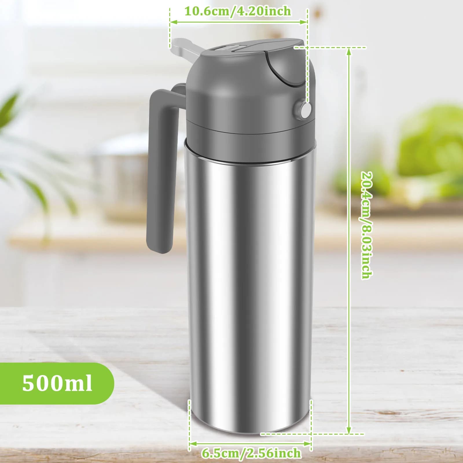 Bouteille distributrice d'huile d'olive 2 en 1, pulvérisateur d'huile en acier inoxydable/verre, pour la cuisine, accessoires de cuisine, 470ML/500ML