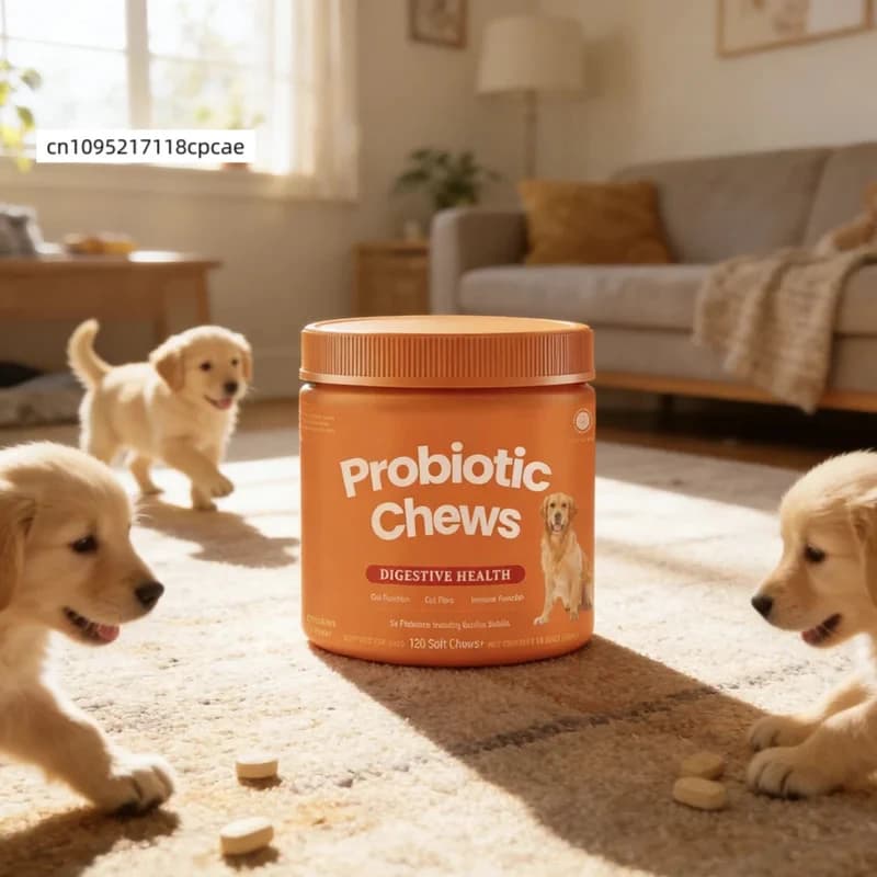 Friandises Probiotiques pour Chiens – Soutien Digestif Saveur Poulet – 120 Bouchées Moelleuses – Complément pour la