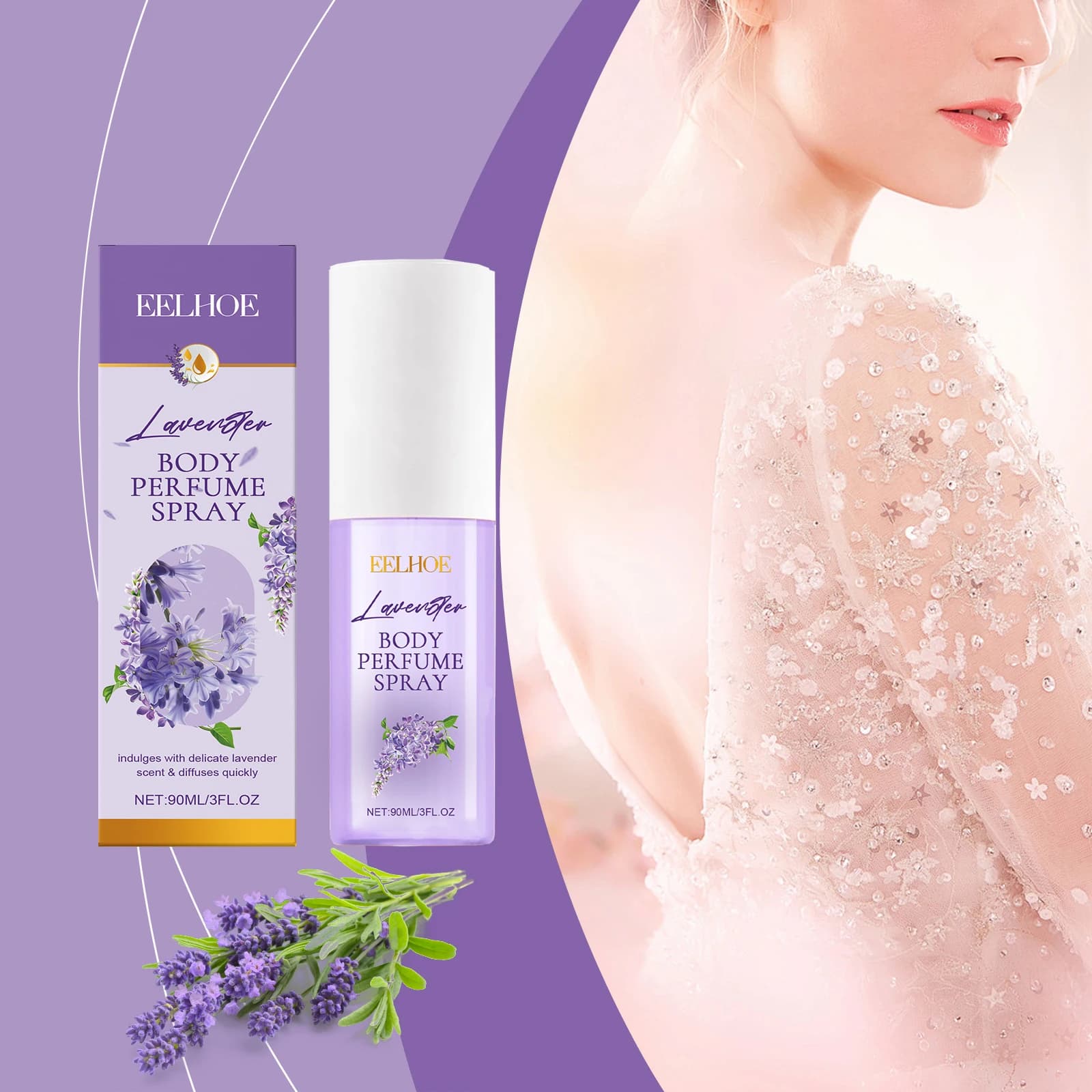 EELHOE Spray d'aromathérapie pour le corps à la lavande feuilles parfum durable parfum de lavande agréable parfum de fleur fraîche Spray