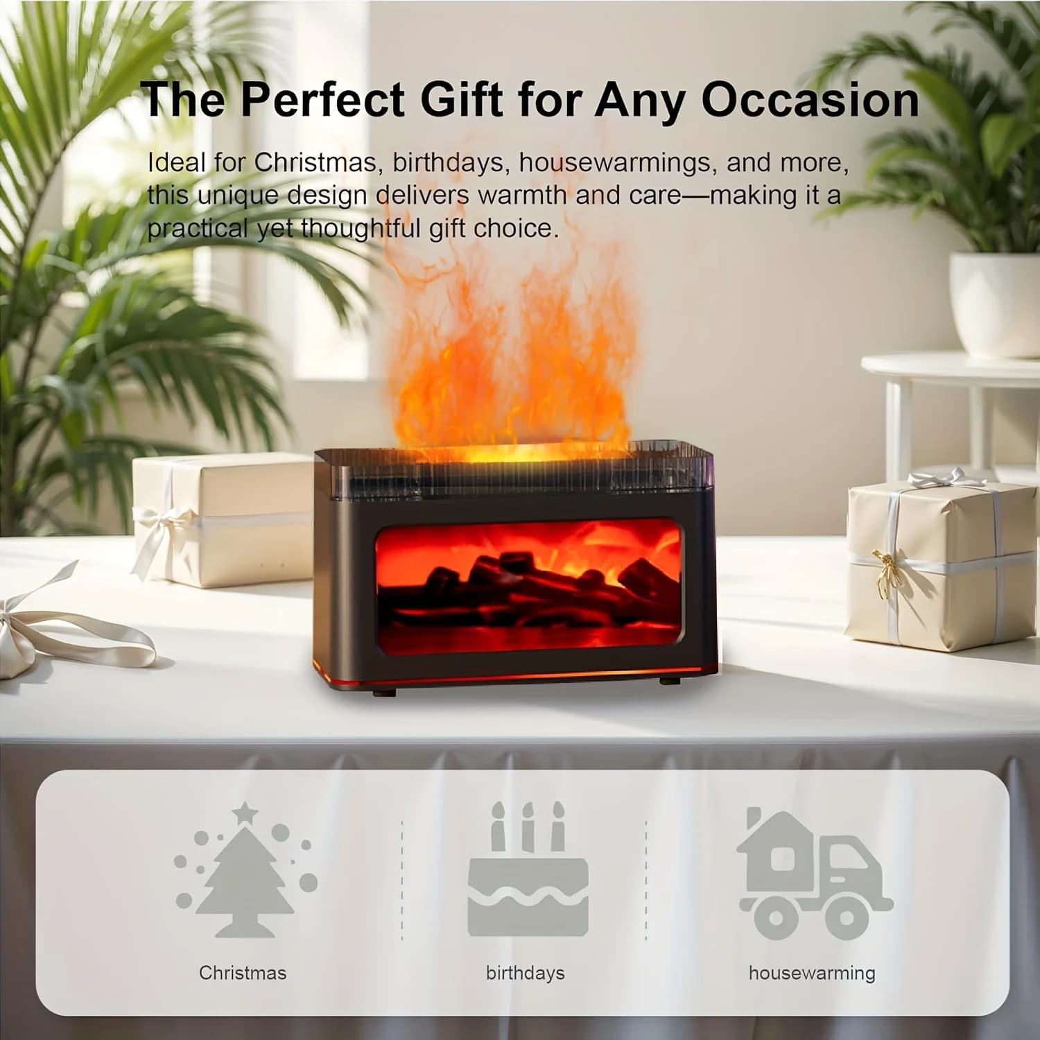 Mini diffuseur d'arôme de cheminée alimenté par USB, 1 pièce, également un humidificateur d'air avec effets de lumière colorés, parfait pour l'humidification de la maison
