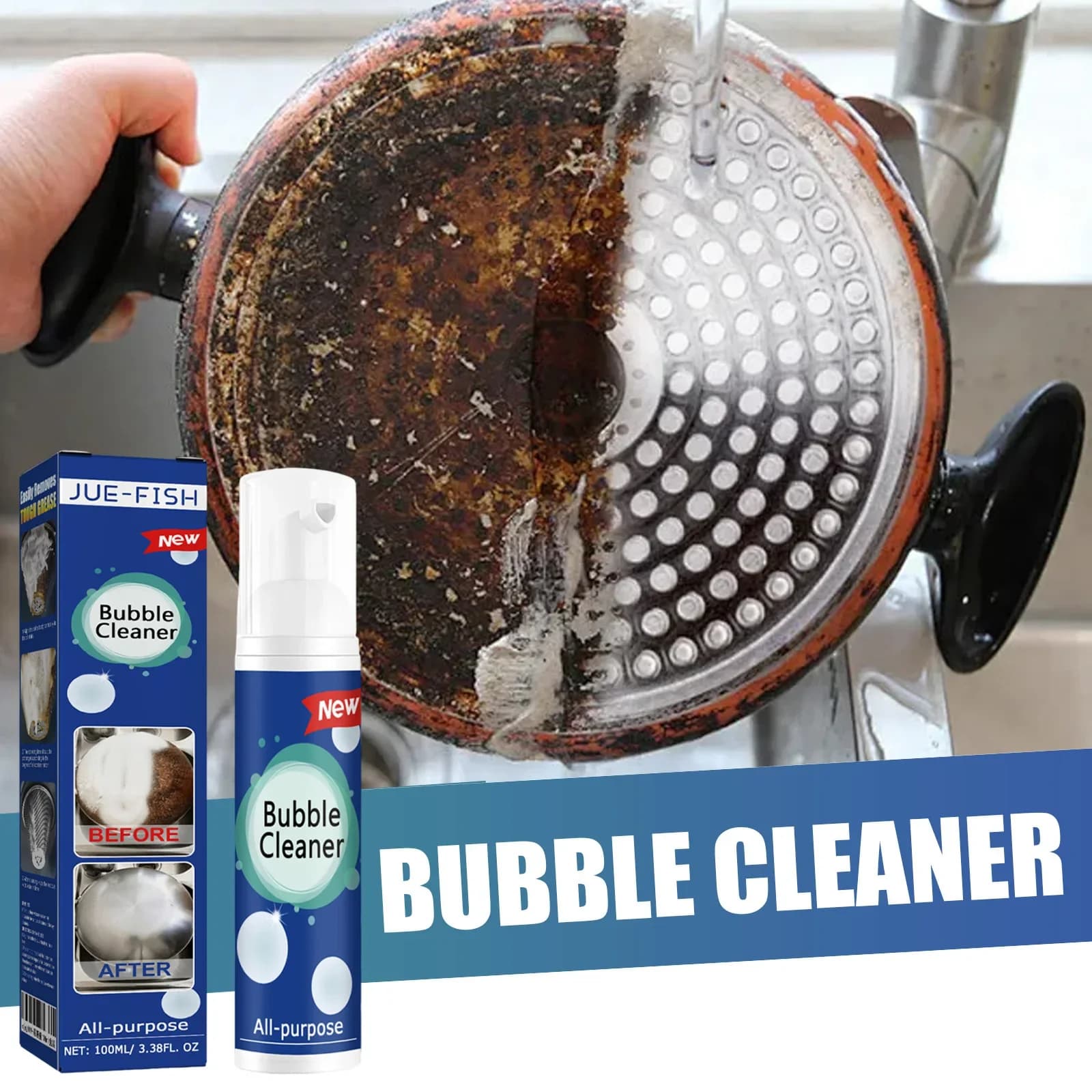 Nettoyeur de bulles de taches d'huile, 30ml/100ml, dissolvant de taches d'huile polyvalent, Spray de nettoyage en profondeur sans rinçage pour hotte et articles de cuisine