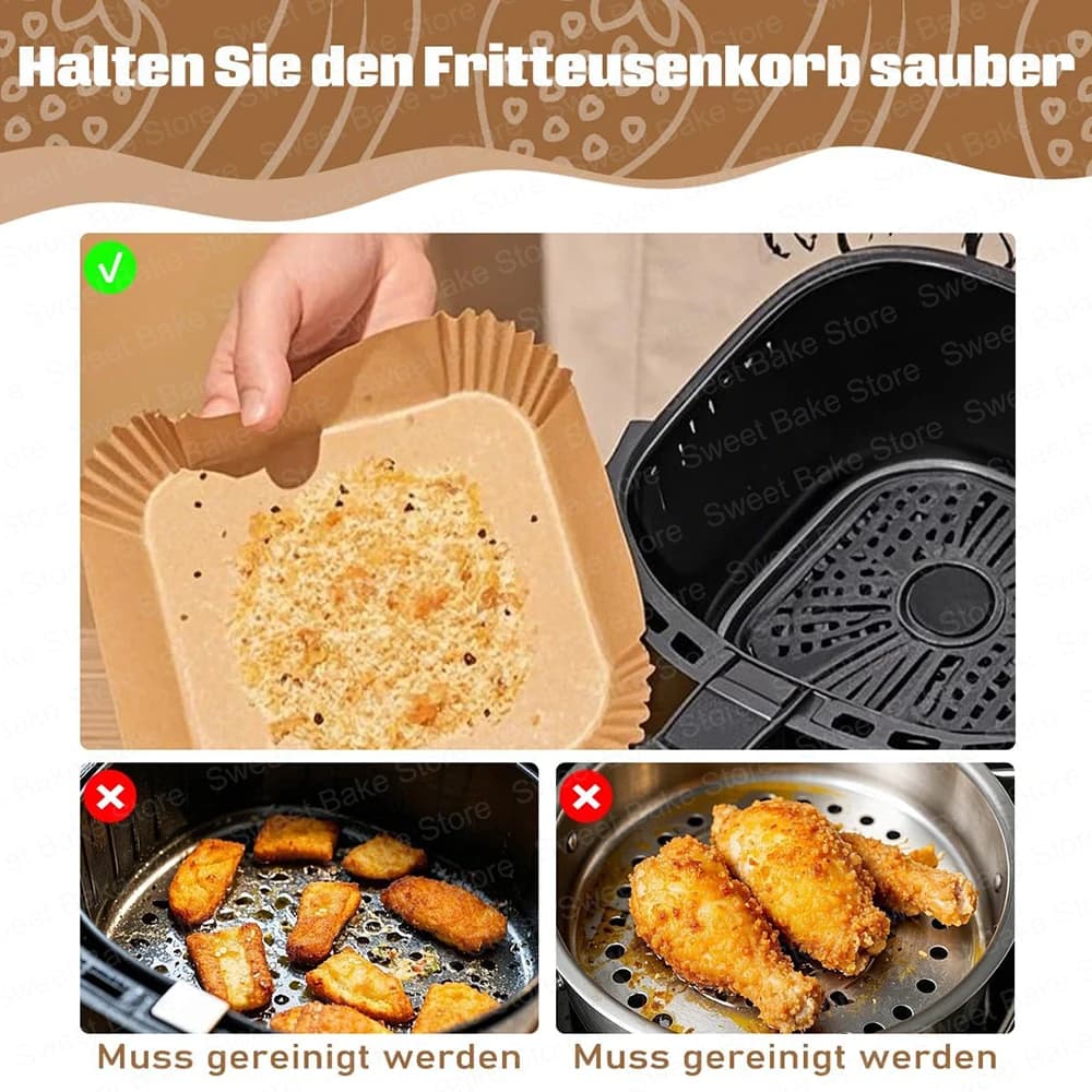 Papier de cuisson pour friteuse à air Ninja Double pile 7,6 L, doublures en papier parchemin jetables compatibles avec Ninja SL300EU