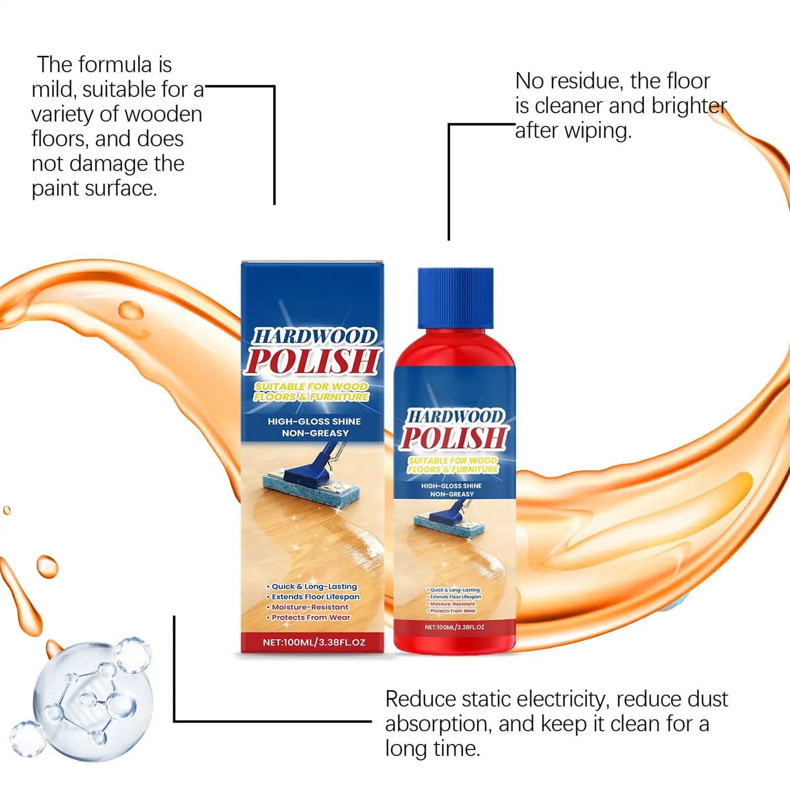 Nettoyant imperméabilisant pour parquet en bois dur, éliminateur de taches, lustrant pour sols stratifiés, pour chambre, entrée, salon, appartement