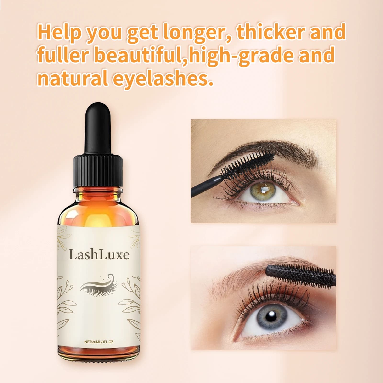 Sérum d'extension de cils à l'huile de ricin, 30ml, rehausseur naturel pour cils plus longs, plus épais, plus complets, huile de soin pour cils fragiles et spassés