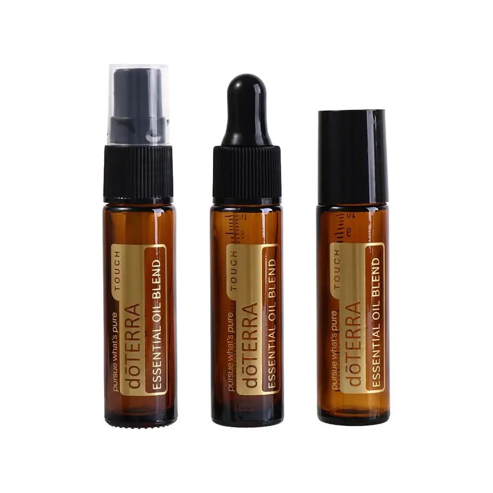 2 pièces 10ml bouteille d'huile essentielle doterra ambre verre épais rouleau bouteille vaporisateur compte-gouttes bouteille voyage sous-embouteillage