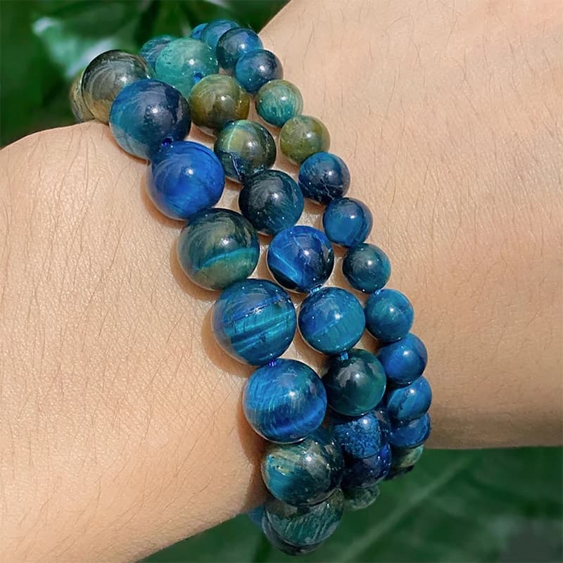 Perles en pierre naturelle œil de tigre bleu