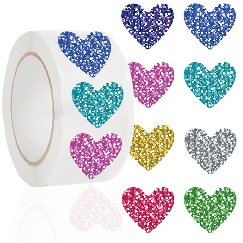500 autocollants en forme de cœur pour enfants, pour scrapbooking, décoration de coques de téléphone, boutique RecordingYourLife
