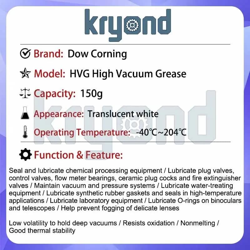 Dow Corning HVG graisse haute vide 150g nouveau paquet disponible lubrifiant Molykote HVG