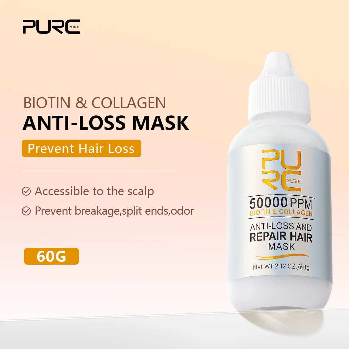 Masque capillaire au collagène et huile d'argan, Kit de soins capillaires professionnel, lissant, bouclé, frisottis, crème réparatrice sèche, soins capillaires PURC