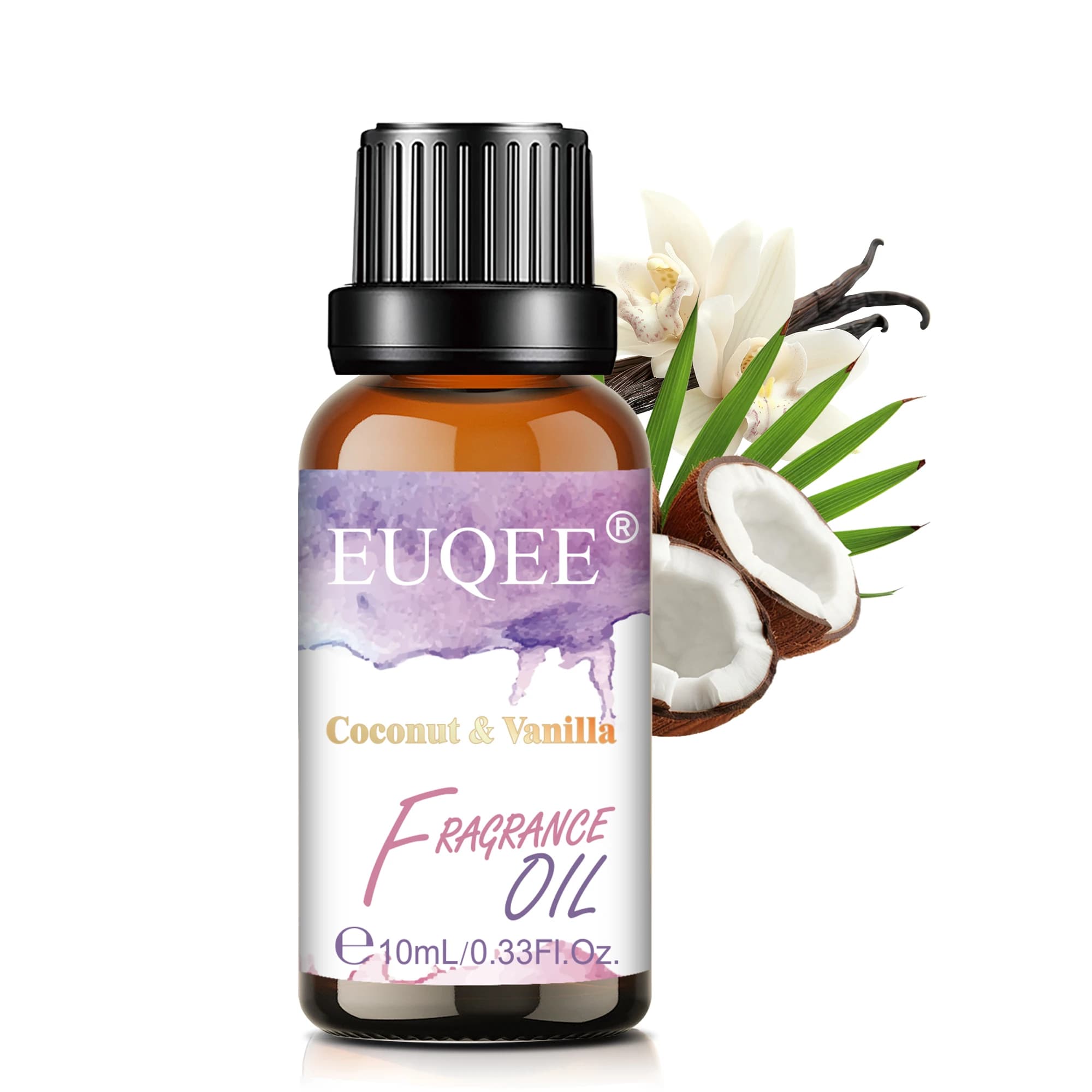 EUQEE 10ml huile parfumée noix de coco et vanille pour diffuseur d'aromathérapie bébé poudre gomme à bulles musc blanc brise de mer huiles parfumées