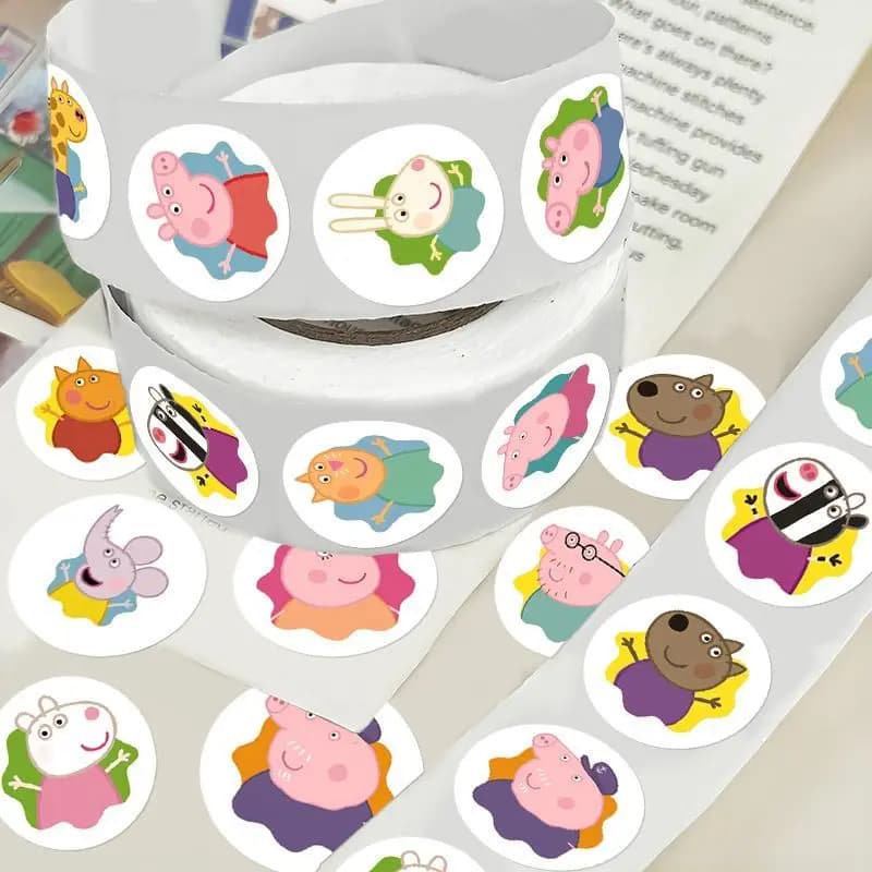 Dernier modèle 500 autocollants décoratifs Peppa Pig en rouleau pour enfants, pour DIY, agenda, scrapbooking, cadeaux de fête et scellés